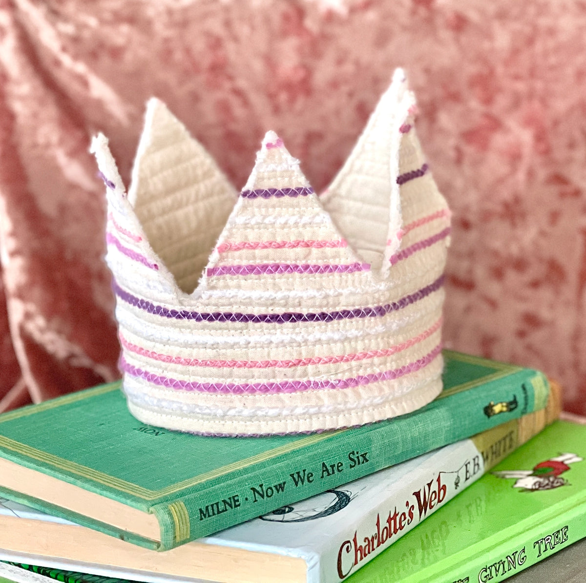 Pink and Purple Striped Cotton Quilted Crown