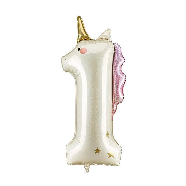 Number "1" Unicorn Balloon 36.5"