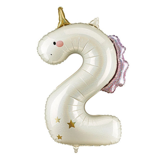 Number "2" Unicorn Balloon 36.5"