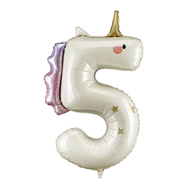 Number "5" Unicorn Balloon 36.5"