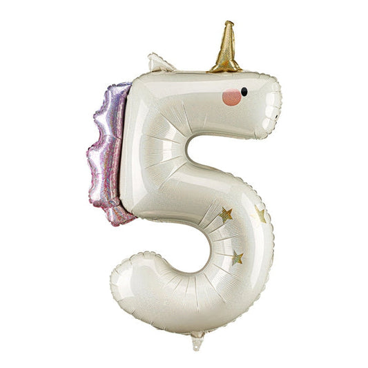 Number "5" Unicorn Balloon 36.5"