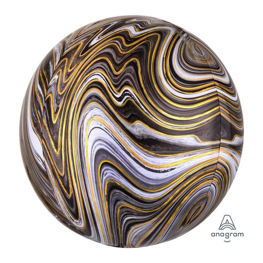 Black & Gold Marble Orb (16")
