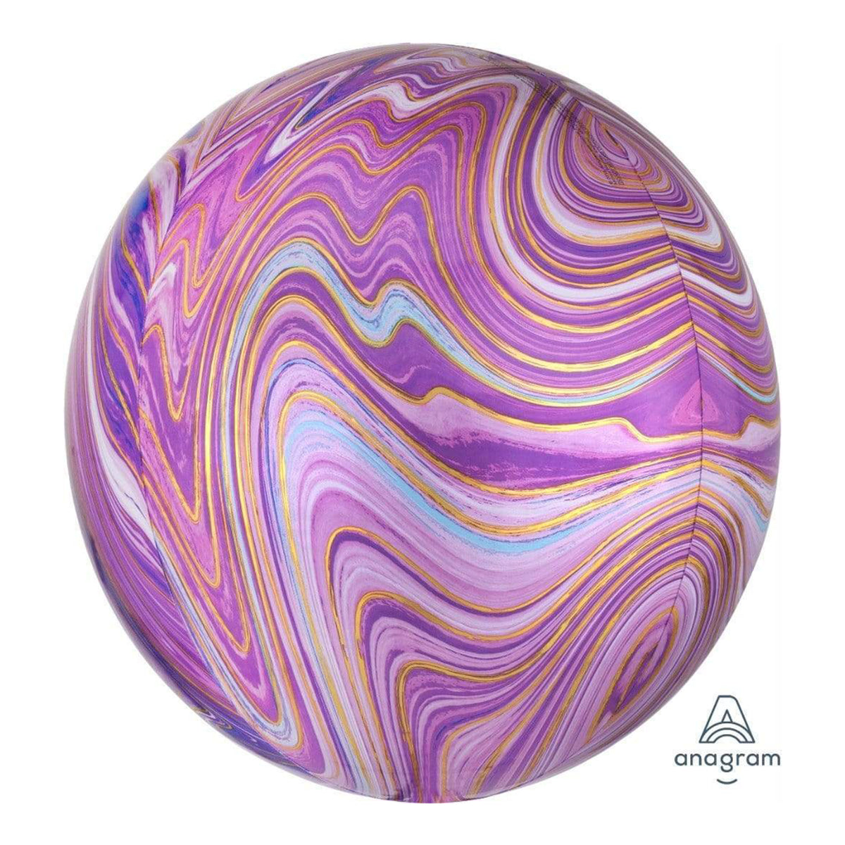 Purple & Gold Marble Orb (16")