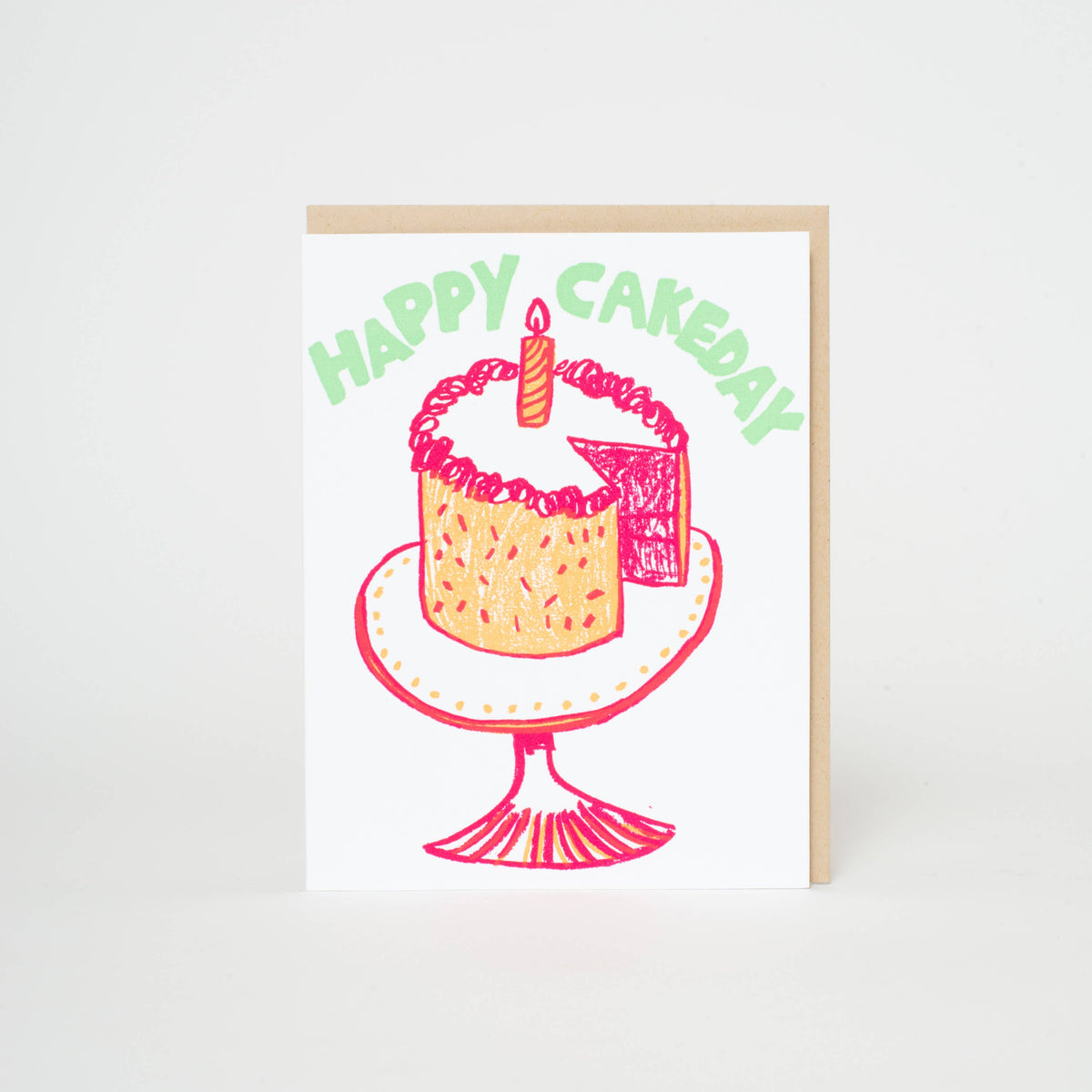 Happy Cakeday Letterpress Greeting Card: Paper tab