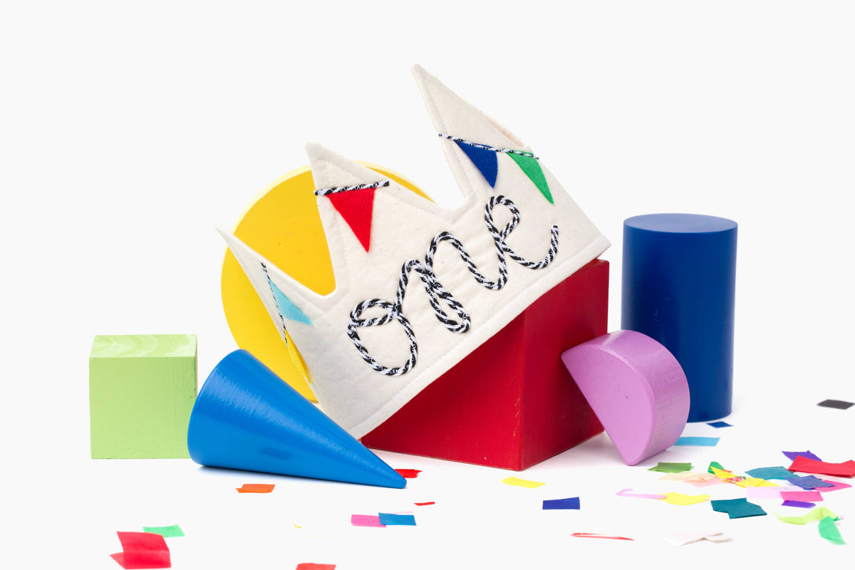 Handmade First Birthday Crown – Adjustable Unbleached Cotton