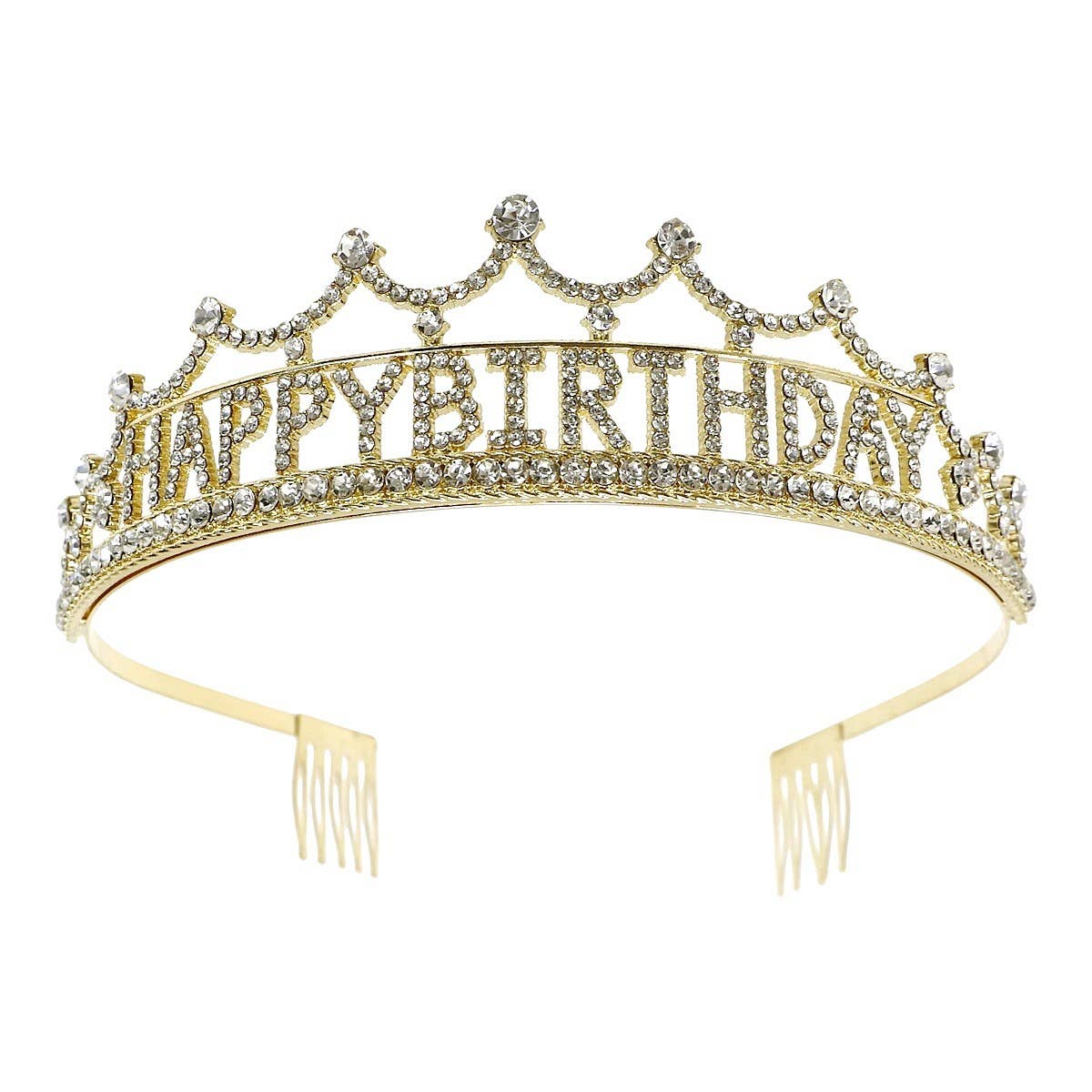 Happy Birthday Rhinestone Tiara (Gold)