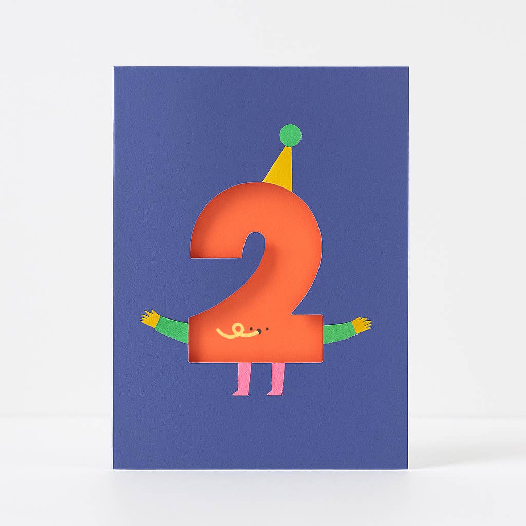 Age 2 - Die Cut - Cute Character - Fun Happy Birthday - Two