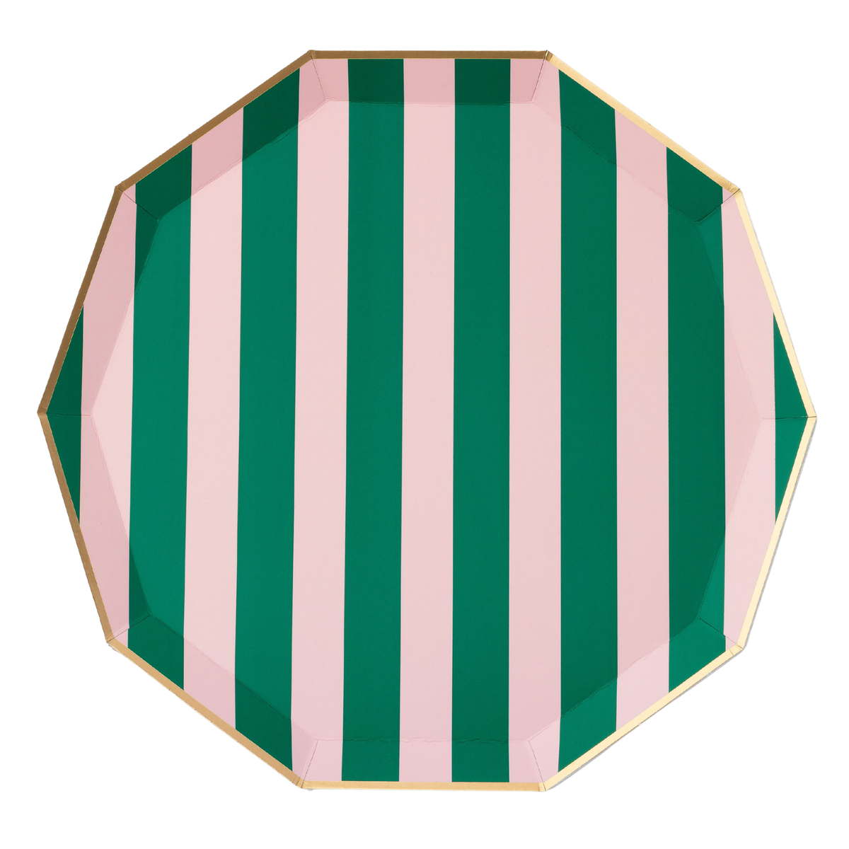 Pink & Green Cabana Stripe Large Plates