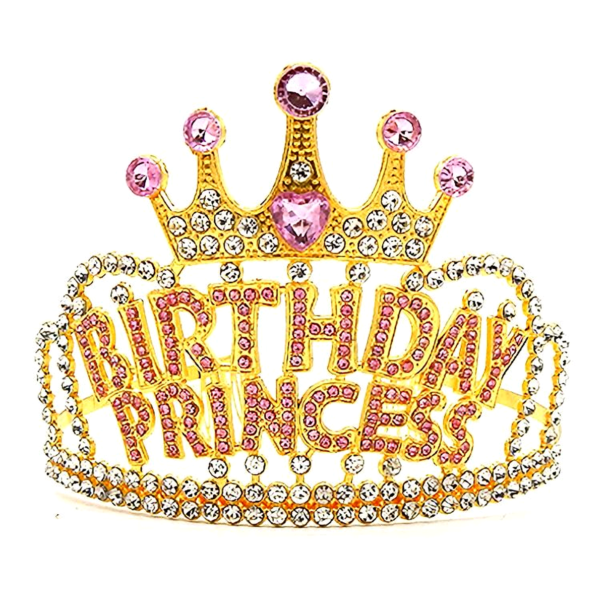 Birthday Princess High-Rise Rhinestone Tiara (Gold)