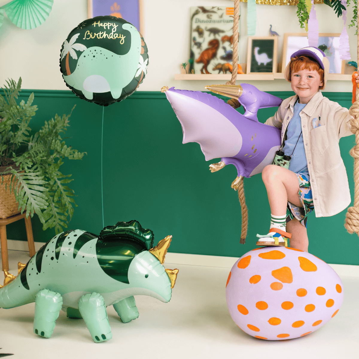 Happy Birthday Brontosaurus Balloon 13.8"