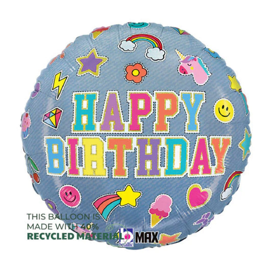 Denim Happy Birthday (18")